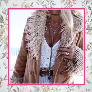🌸2PC NECKLACE CHOKER SILVER MOON HORN BOHO SUEDE
